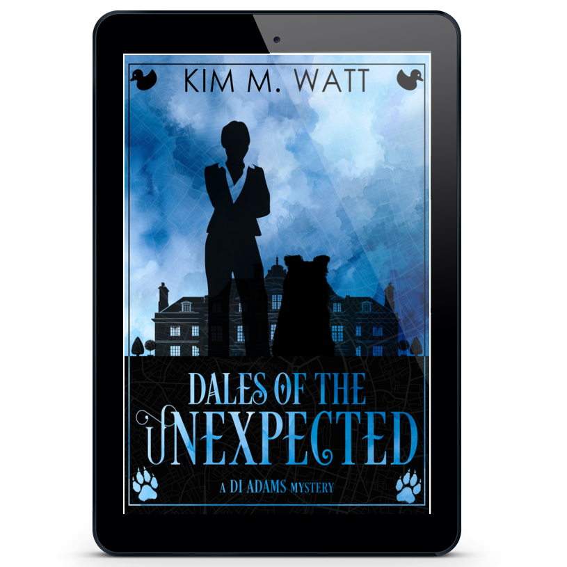 E-reader displaying the cover of 'Dales of the Unexpected' by Kim M. Watt on a white background