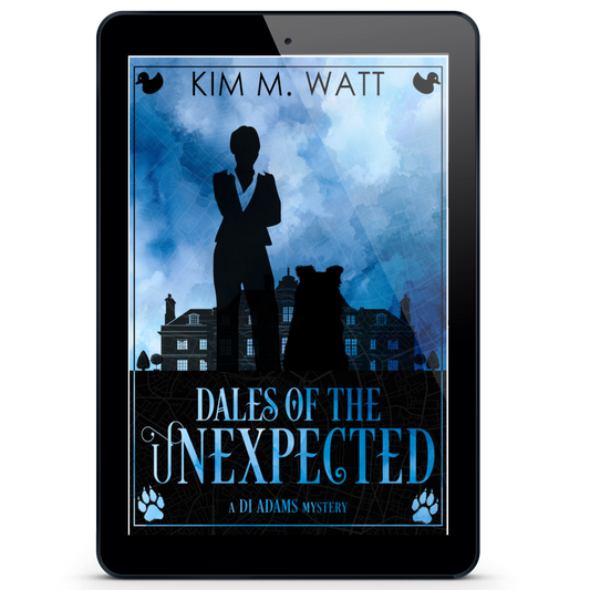 E-reader displaying the cover of 'Dales of the Unexpected' by Kim M. Watt on a white background